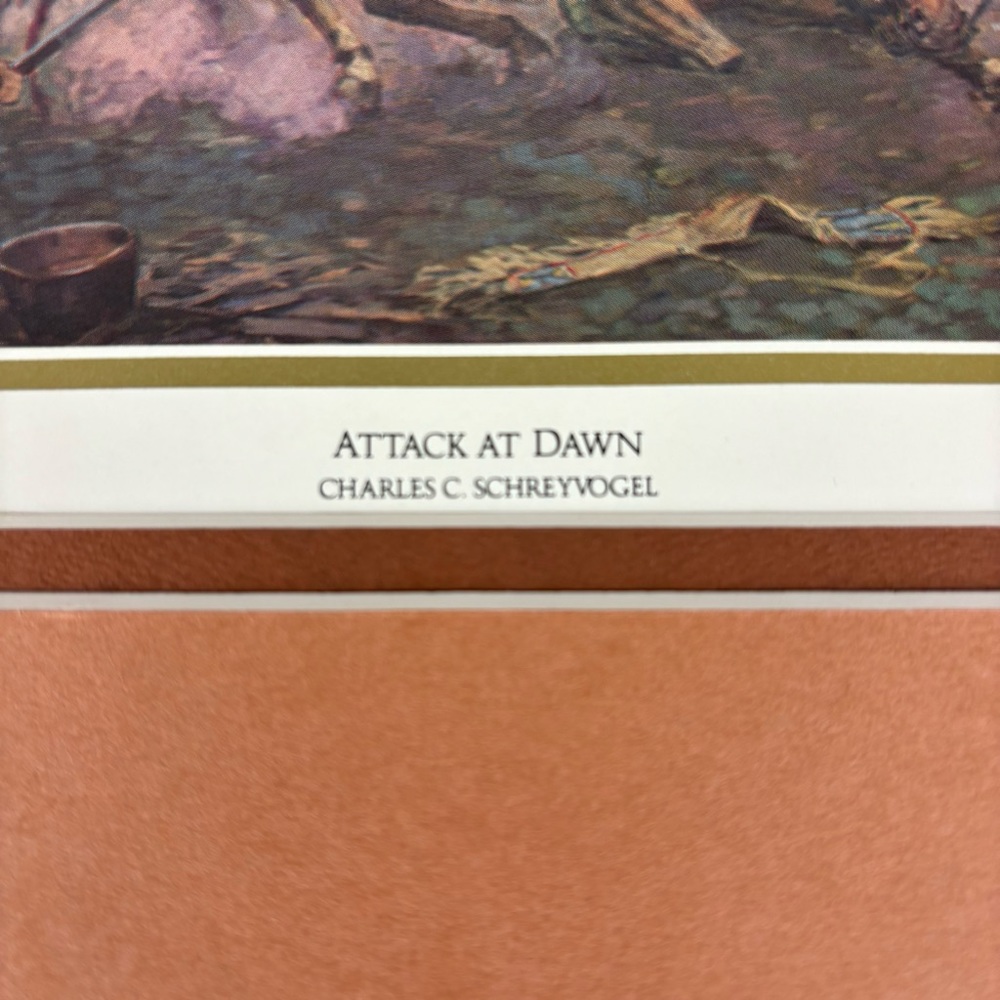 Vintage "Attack at Dawn" by Charles C. Schreyvogel Framed Artwork 8.5 x 10.5 - Picture 4 of 7